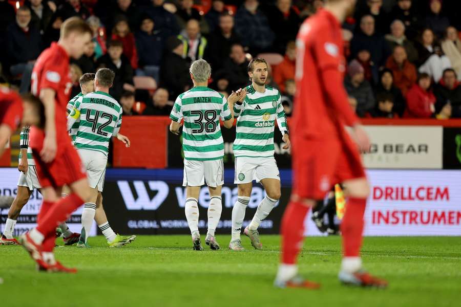 Celtic's Benjamin Nygren celebrates scoring their side's second goal