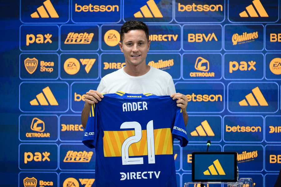 Ander Herrera na sua apresentação como jogador do Boca