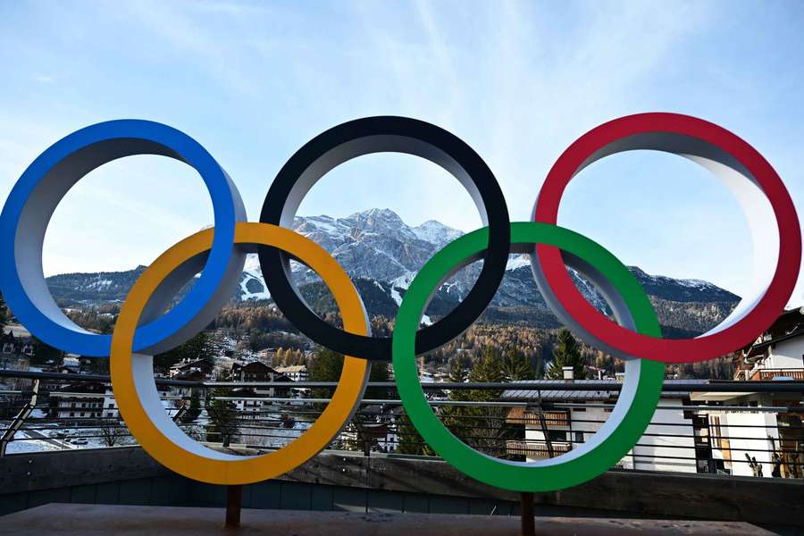 Les anneaux olympiques à Cortina d'Ampezzo le mois dernier.