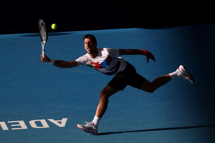 Serbia's Novak Djokovic practices at Memorial Drive Tennis Club