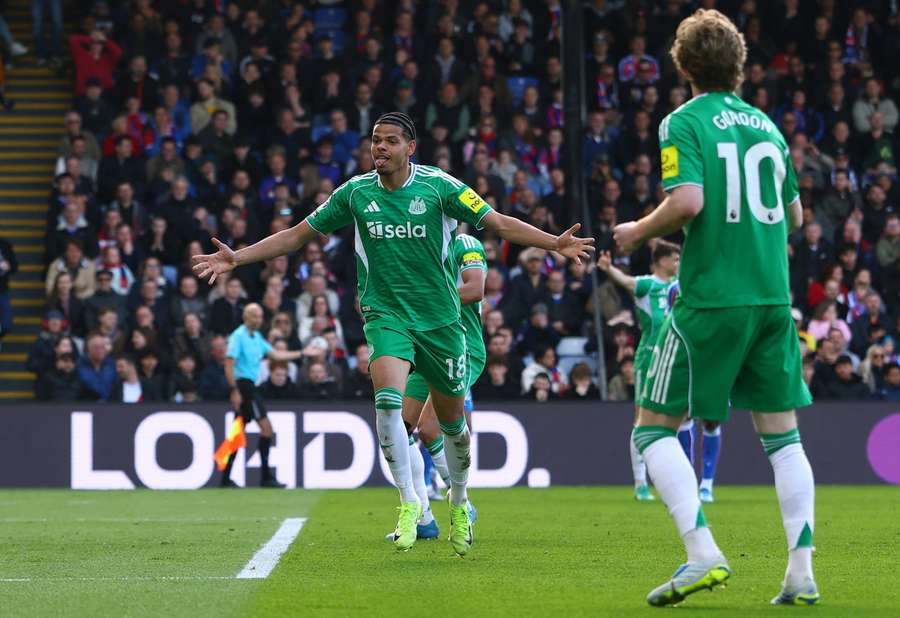 Newcastle United's William Osula celebrates scoring against Palace