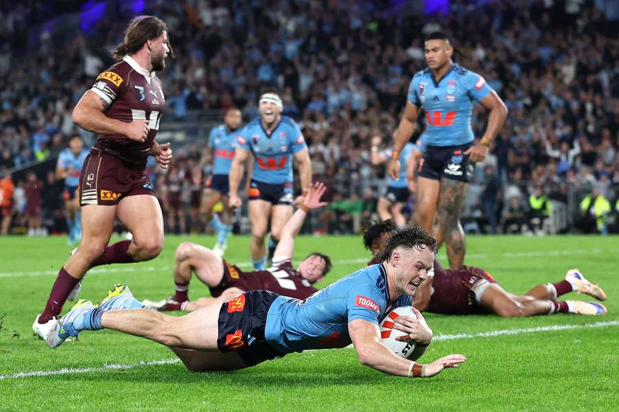 Ethan Strange dives down for what would be a disallowed try. Ethan Strange dives down for what would be a disallowed try.