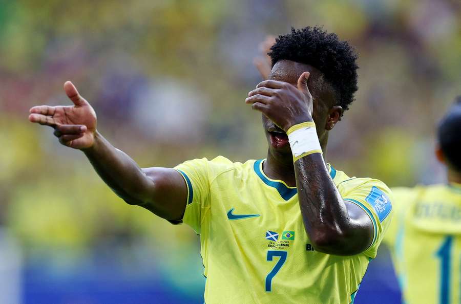 Vinicius Junior celebrates his match opener.