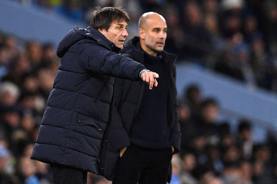 Napoli's Antonio Conte and Manchester City's Pep Guardiola