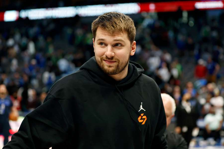 Luka Doncic of the Dallas Mavericks departs the court after the team's loss to the Chicago Bulls