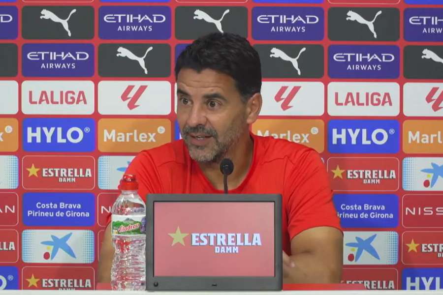 Míchel, na conferência de imprensa antes do jogo contra o Atlético de Madrid