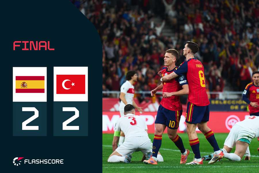 Dani Olmo celebra su gol con Fabián Dani Olmo celebra su gol con Fabián