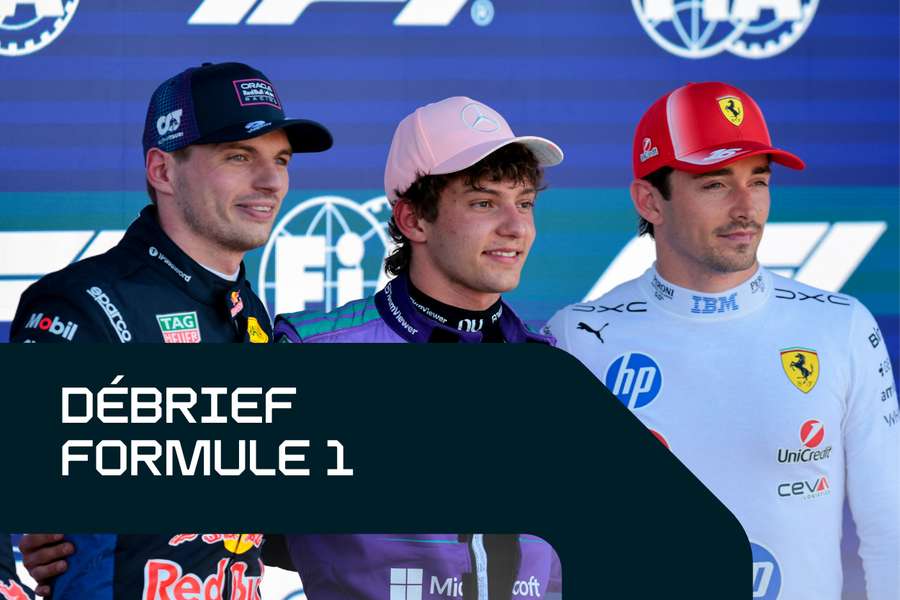 Max Verstappen, Kimi Antonelli et Charles Leclerc lors de la qualification.