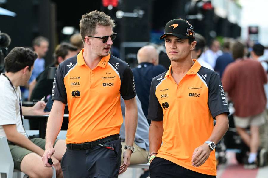 Lando Norris walks in the paddock ahead of the open practice session for the F1 Grand Prix at the Circuit of the Americas in Austin on Friday