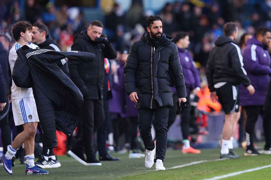 Manchester United manager Ruben Amorim during the match against Leeds United Manchester United manager Ruben Amorim during the match against Leeds United