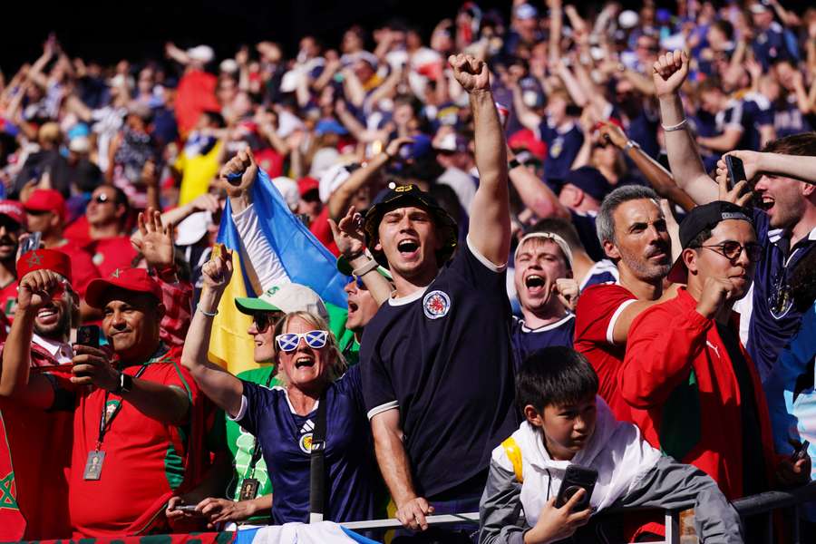 Scotland and Morocco fans inside the stadium before the match Scotland and Morocco fans inside the stadium before the match