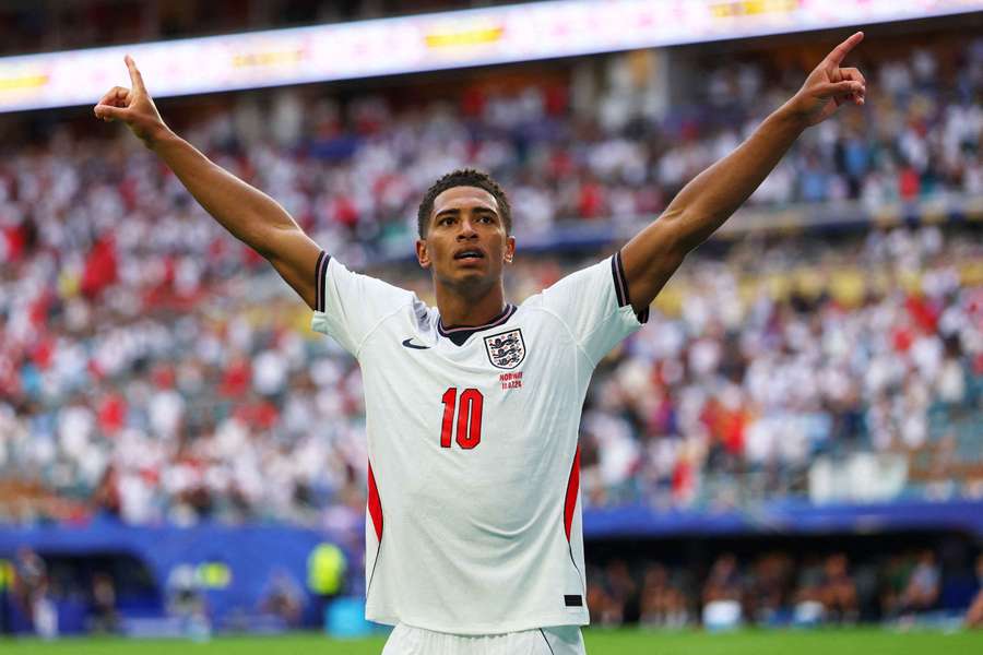 Jude Bellingham celebrates for England.