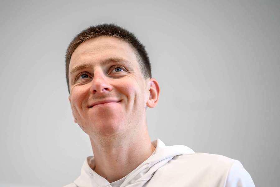 Tadej Pogacar em Genebra, na segunda-feira