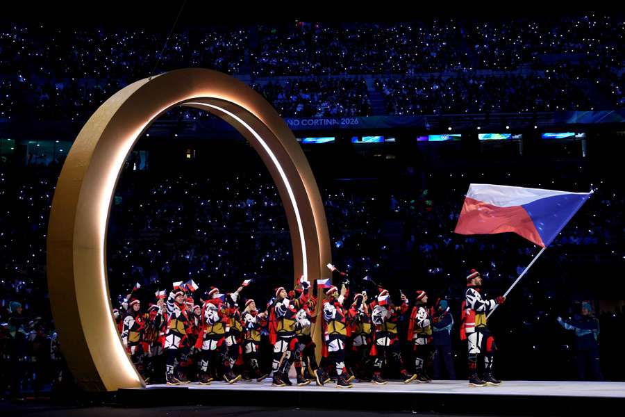 La délégation tchèque lors de la cérémonie d'ouverture des JO 2026.