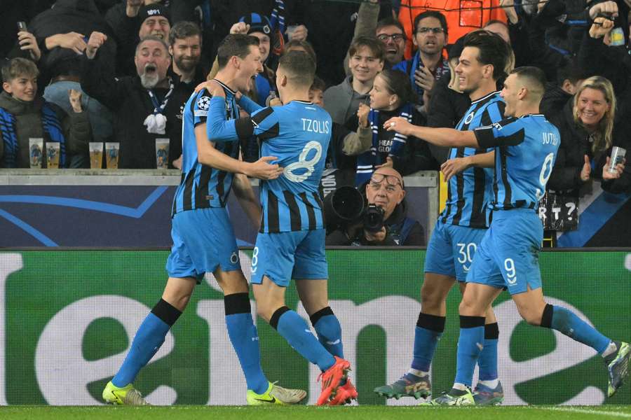 I festeggiamenti per l'1-0 del Club Brugge