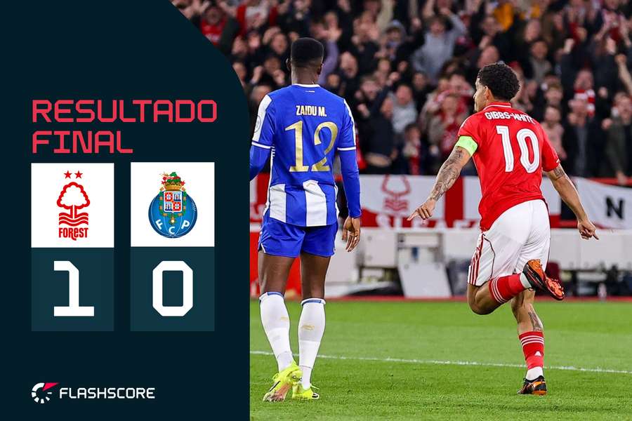 Gibbs-White fez o golo do Nottingham Forest aos 12 minutos