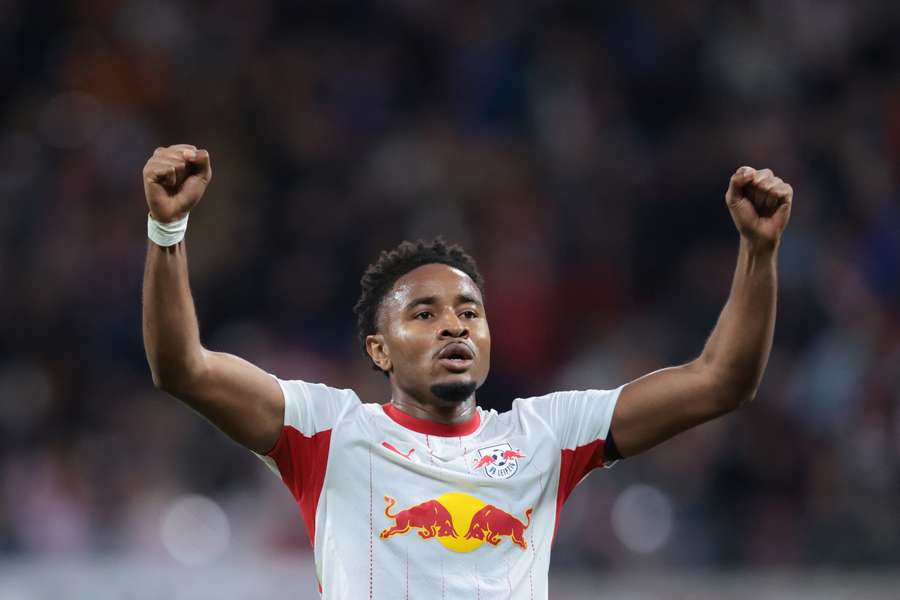 Christopher Nkunku dopo un gol col Lipsia