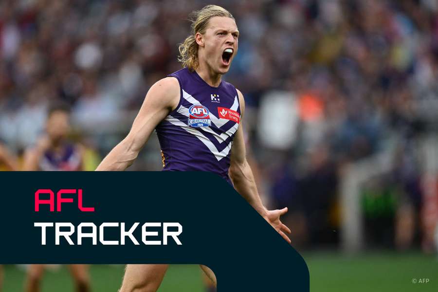 Hayden Young roars after putting the Dockers ten points up before the final change.