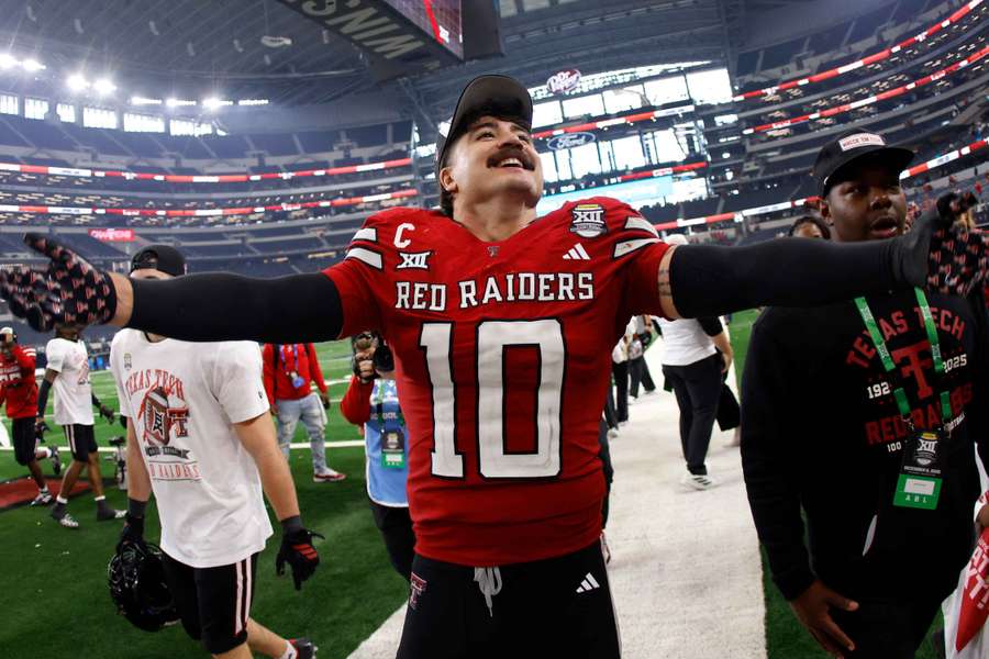 Texas Tech's Jacob Rodriguez celebrates after winning Big 12 Conference Championship Texas Tech's Jacob Rodriguez celebrates after winning Big 12 Conference Championship