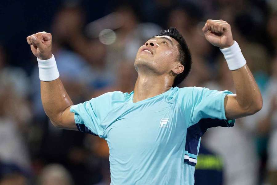 Brandon Nakashima reacts after defeating Rafael Jodar at Canadian Open semi-final Brandon Nakashima reacts after defeating Rafael Jodar at Canadian Open semi-final