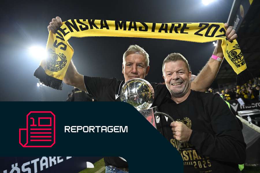 Diretor Hasse Larsson e técnico Anders Torstensson comemoram histórico título sueco Diretor Hasse Larsson e técnico Anders Torstensson comemoram histórico título sueco