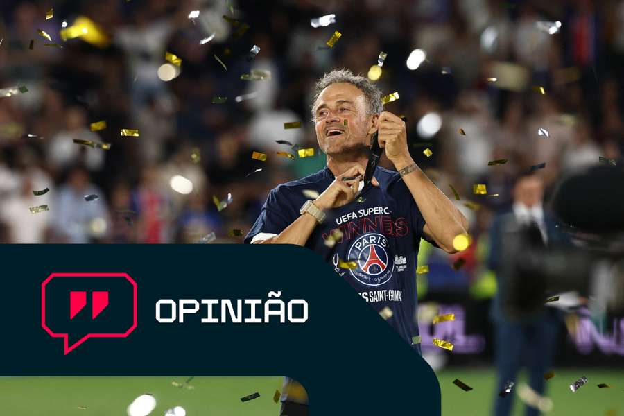 Luis Enrique após conquistar a Supertaça Europeia. Luis Enrique após conquistar a Supertaça Europeia.