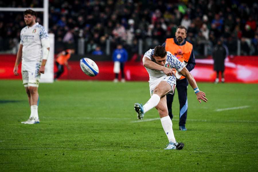 Italy's Paolo Garbisi in action the last time the Azzurri met the All Blacks. Italy's Paolo Garbisi in action the last time the Azzurri met the All Blacks.