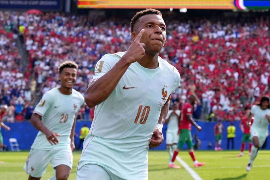 France's Kylian Mbappe celebrates scoring their first goal France's Kylian Mbappe celebrates scoring their first goal