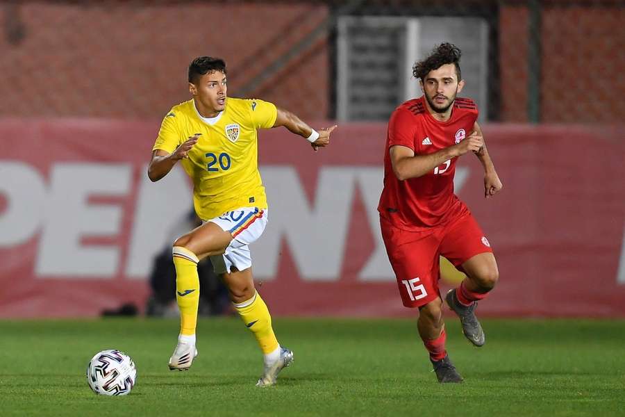 Alex Țîrlea, în timpul unei partide amicale România - Georgia la U21 care a avut loc în septembrie 2021 la Voluntari