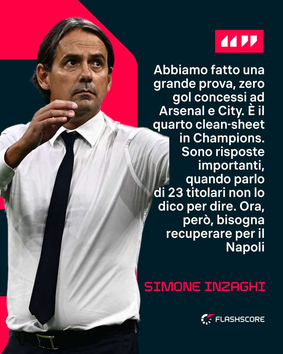 La soddisfazione di Inzaghi dopo la vittoria contro l'Arsenal