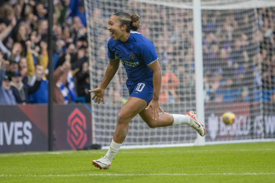 Lauren James celebrates scoring for Chelsea against Liverpool