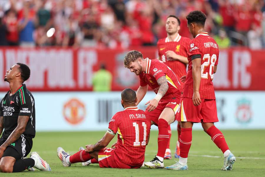 Liverpool's players celebrate their win