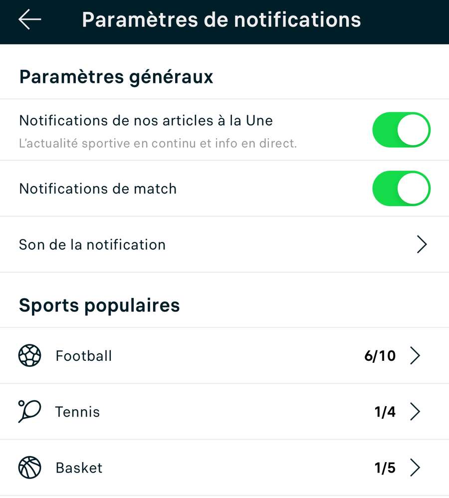 Notifications personnalisées. Notifications personnalisées.