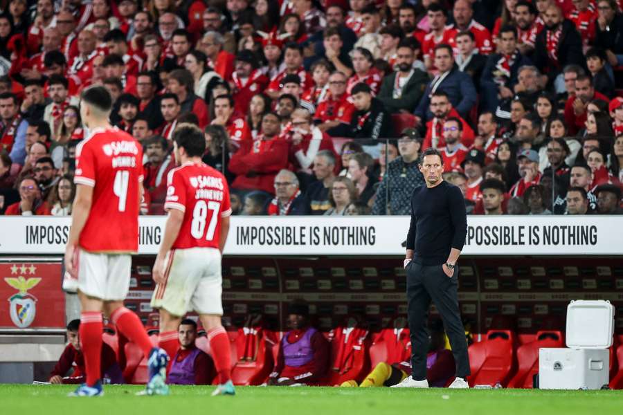Roger Schmidt, treinador do Benfica, durante o dérbi