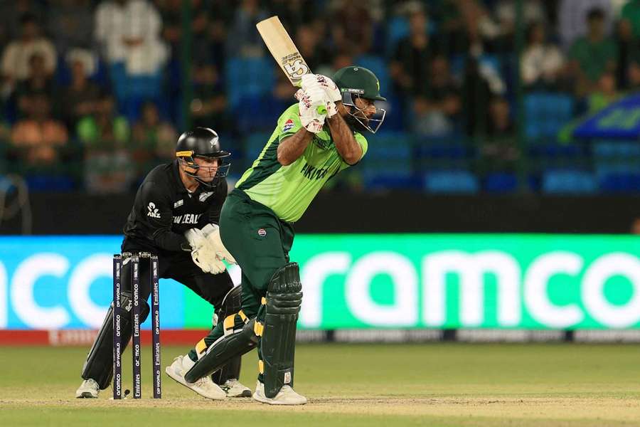 Pakistan's Fakhar Zaman in action against New Zealand