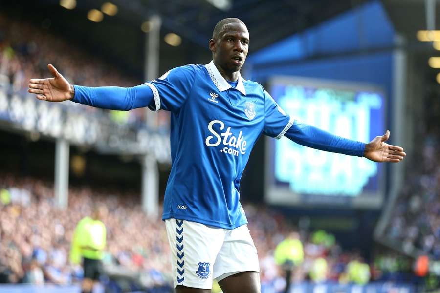 Everton's Abdoulaye Doucoure celebrates scoring his side's third goal