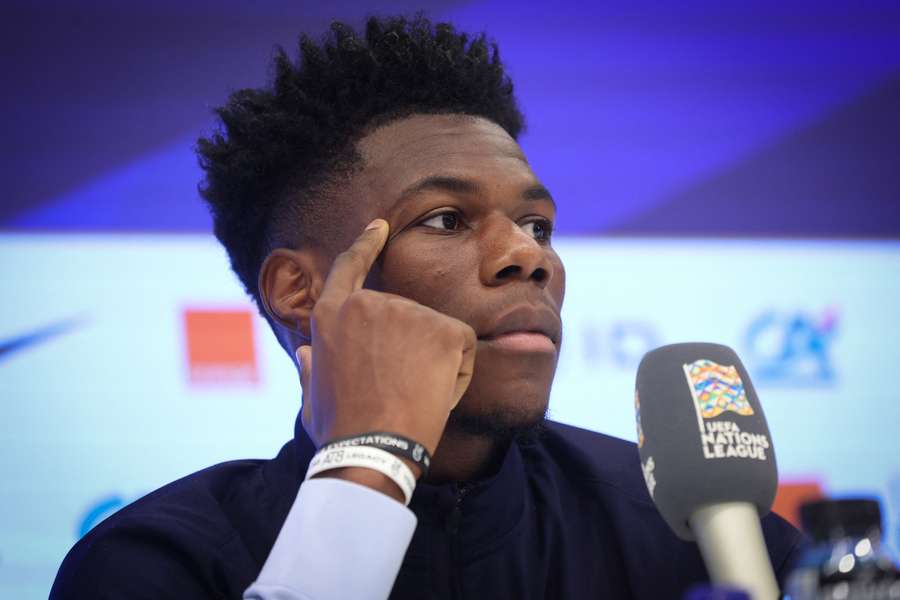 France's Aurelien Tchouameni pictured during a press conference