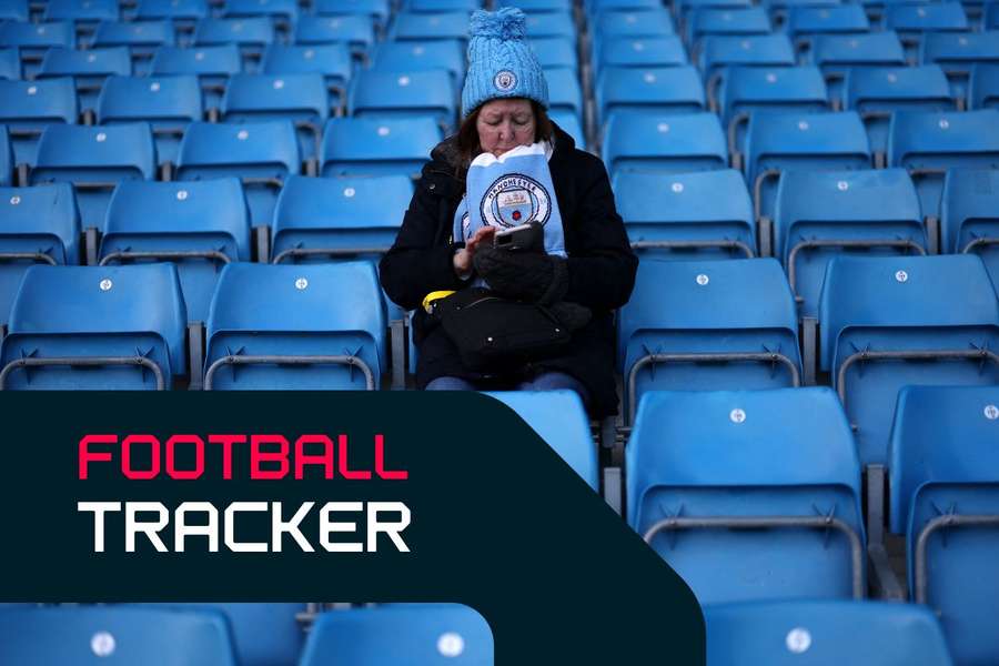 A lone Manchester City fan waits for their clash against Wolves