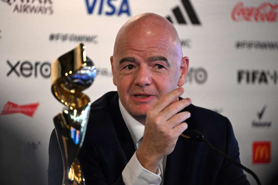 FIFA president Gianni Infantino speaks during a press conference in Auckland