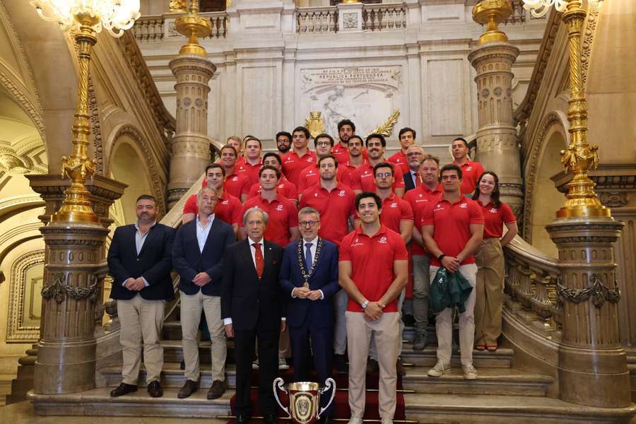 Seleção nacional de râguebi com Carlos Moedas na Câmara Municipal de Lisboa