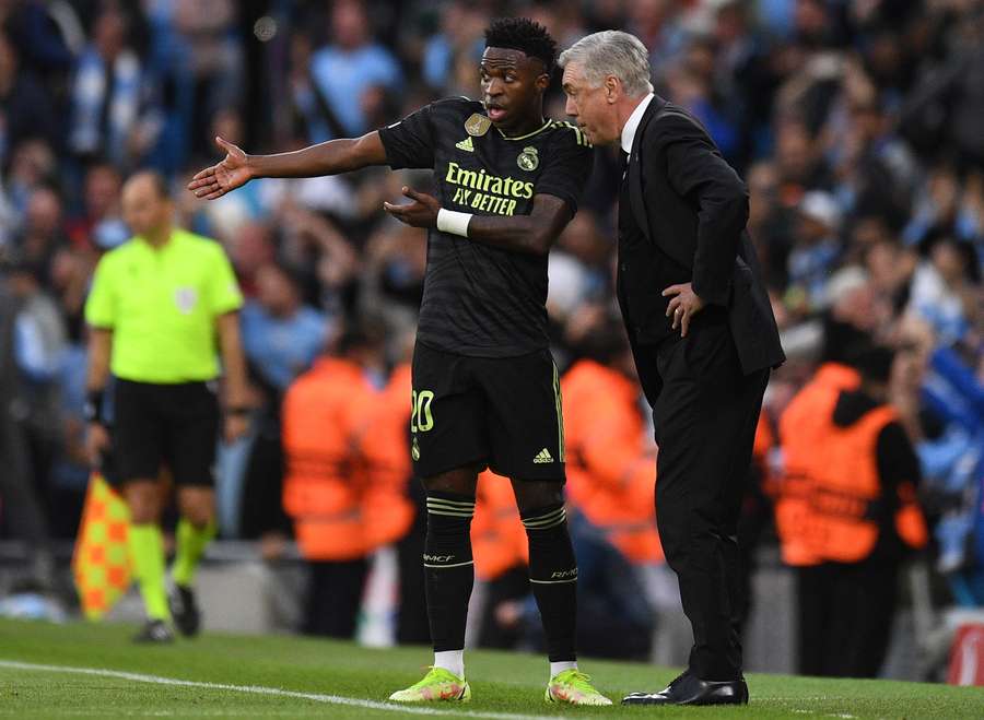Vinicius Junior speaks to Real Madrid coach Carlo Ancelotti Vinicius Junior speaks to Real Madrid coach Carlo Ancelotti
