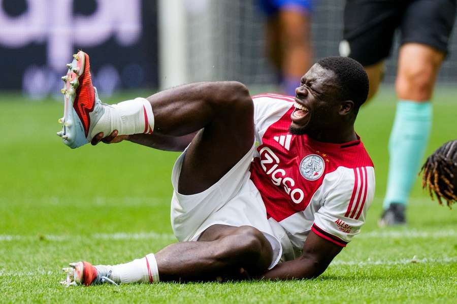 Ajax striker Brian Brobbey had to get subbed off with an ankle injury Ajax striker Brian Brobbey had to get subbed off with an ankle injury