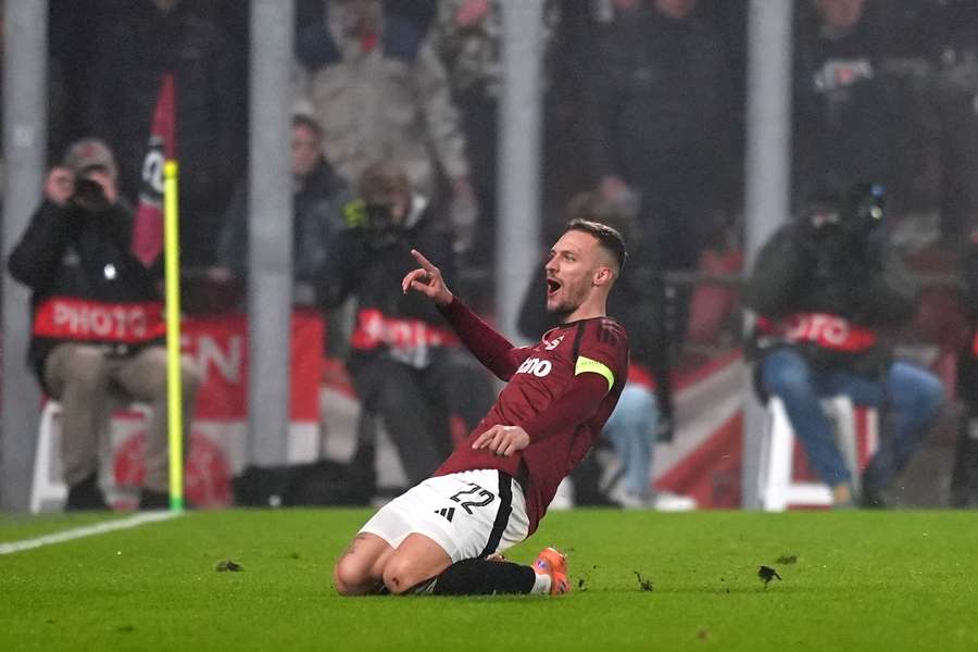 Lukas Haraslin celebrates after scoring Sparta Prague's second goal Lukas Haraslin celebrates after scoring Sparta Prague's second goal