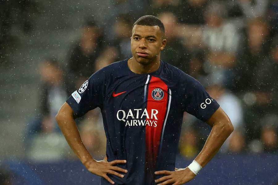 Mbappe looks dejected during their dismal loss to Newcastle