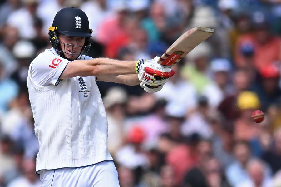 England's Zak Crawley plays a shot on day two of the fourth Ashes cricket Test match between England and Australia at Old Trafford