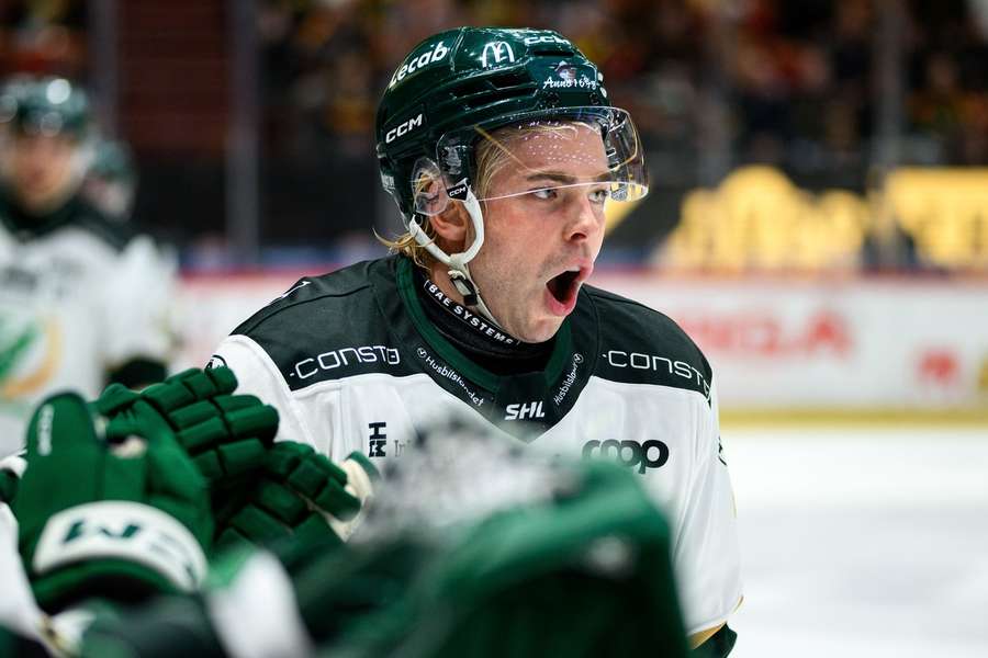 Hat-trick scorer Viktor Lodin during Farjestad's win Hat-trick scorer Viktor Lodin during Farjestad's win