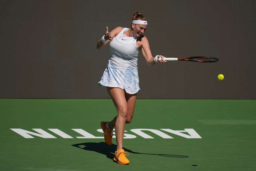 Petra Kvitová při svém prvním utkání po návratu z mateřské. Petra Kvitová při svém prvním utkání po návratu z mateřské.