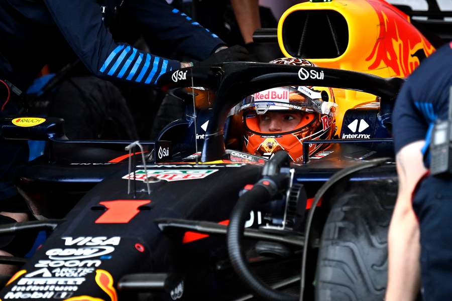 Red Bull Racing's Dutch driver Max Verstappen takes part in the qualifying session