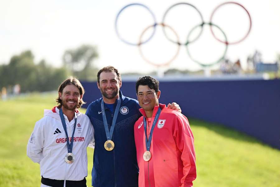 O pódio do golfe masculino