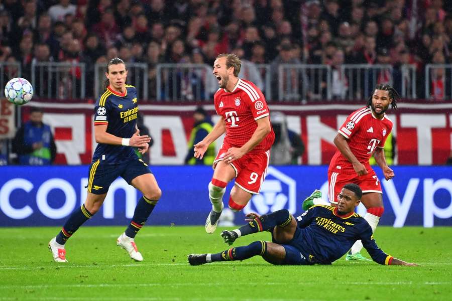 Arsenal's Ezri Konsa fouls England colleague and Bayern Munich ace Harry Kane Arsenal's Ezri Konsa fouls England colleague and Bayern Munich ace Harry Kane